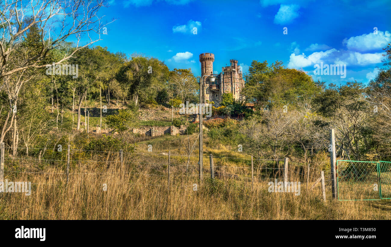 Castle in Paraguay overlooking the Ybytyruzu Mountains. Stock Photo