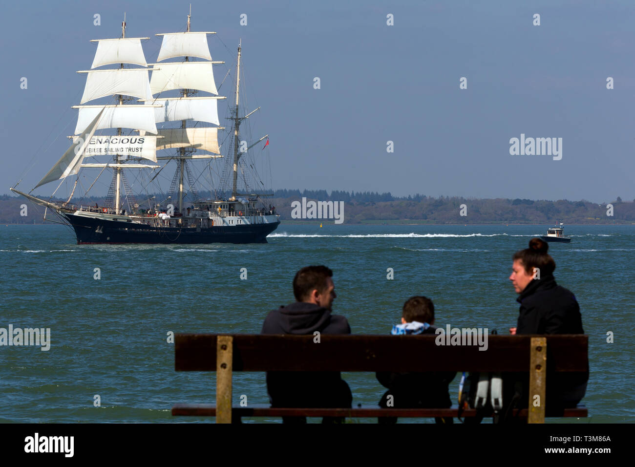 Jubilee,Sailing,Trust,tall,ship,gaffer,old,sail,training,Tenacious, Fort, Victoria,The Solent,Cowes,isle of Wight,England,UK, Stock Photo