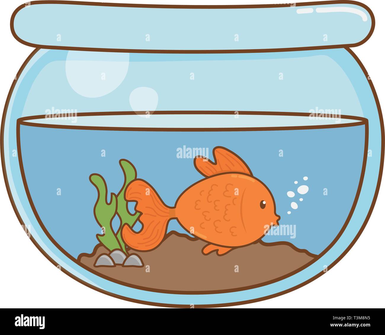 cute funny pet fish cartoon vector illustration graphic design Stock