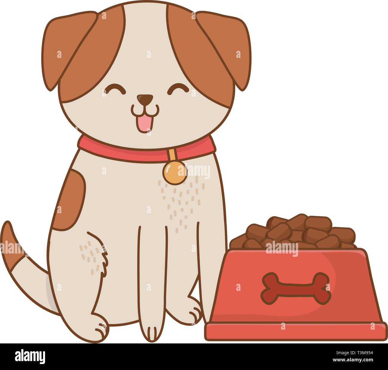 cute funny pet dog eating cartoon vector illustration graphic ...