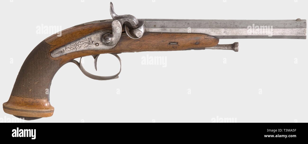 Small arms, pistols, caplock pistol, caliber 14 mm, Liege, Belgium, circa 1850, Additional-Rights-Clearance-Info-Not-Available Stock Photo