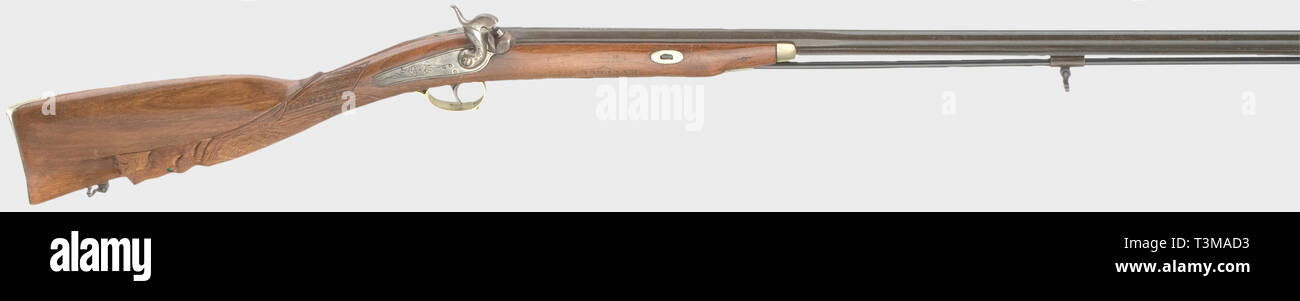 Civil long arms, flintlock and caplock, ladies' caplock shotgun, collector's manufacture in 19th century style, Additional-Rights-Clearance-Info-Not-Available Stock Photo