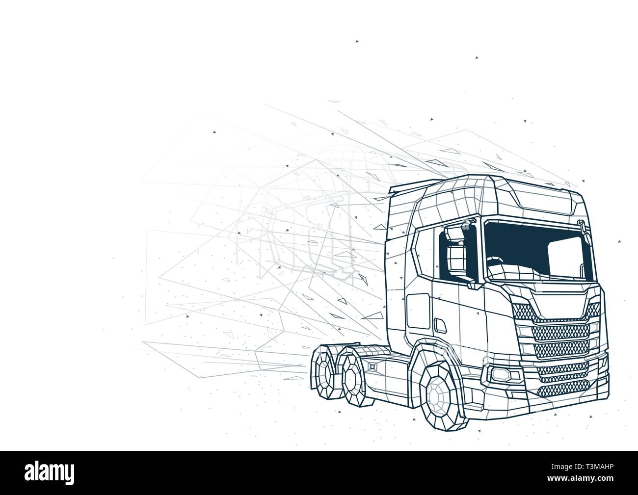 Abstract Truck Low Poly Wireframe Stock Vector Image & Art - Alamy