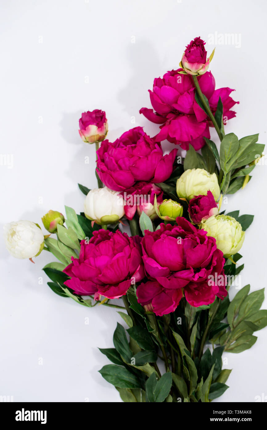 A Bouquet Of Beautiful Burgundy Peonies Artificial Flowers Stock Photo Alamy