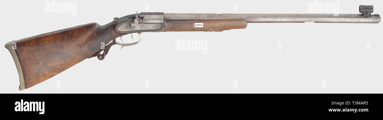 Civil long arms, modern systems, full stock rifle, G. Leute in Munich, circa 1860, calibre 4 mm Flobert, Additional-Rights-Clearance-Info-Not-Available Stock Photo