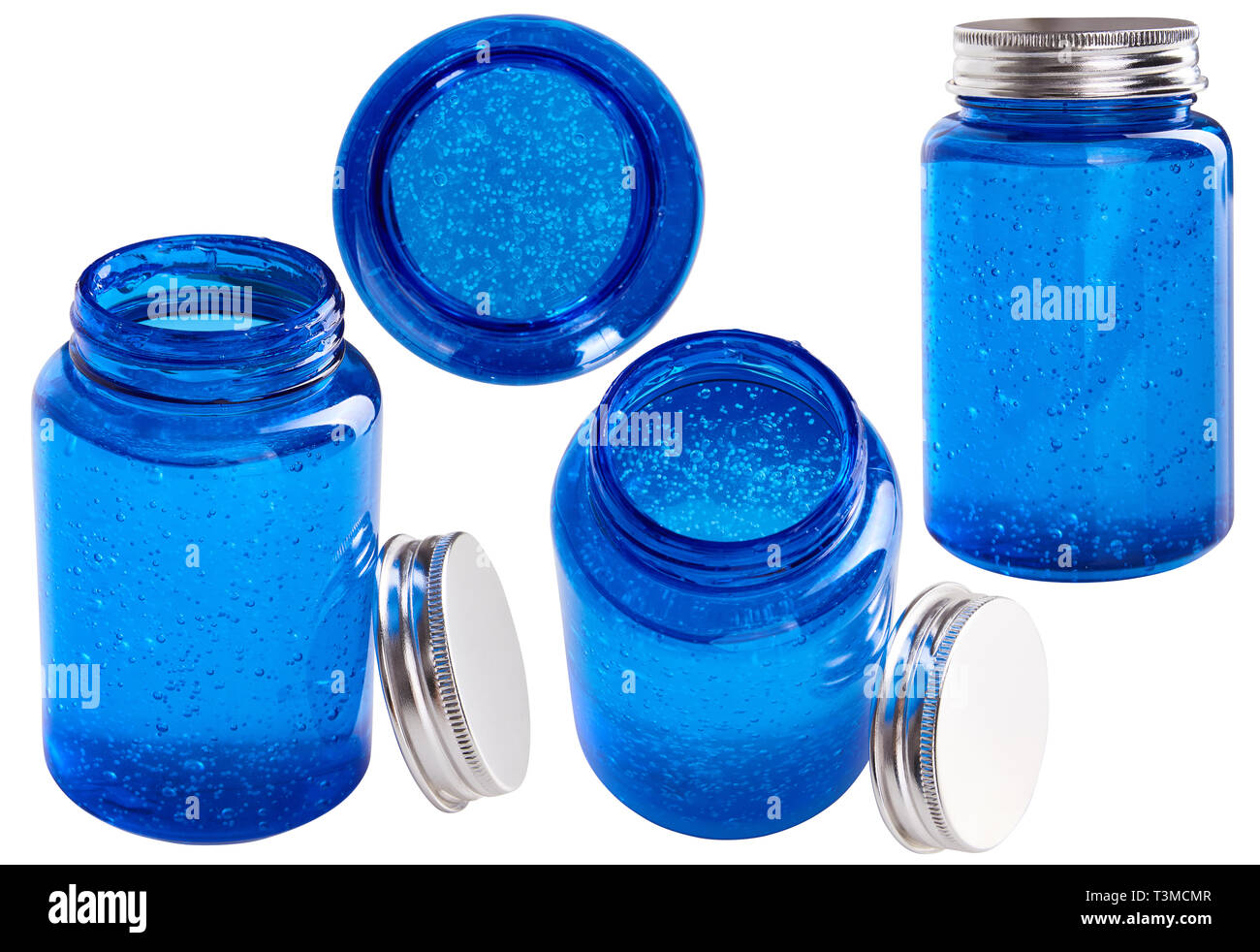 Download Transparent Glass Bottle With A Liquid Collagen Gel Of Serum Isolated On White Background Blue Cosmetic Gel With Bubbles Stock Photo Alamy