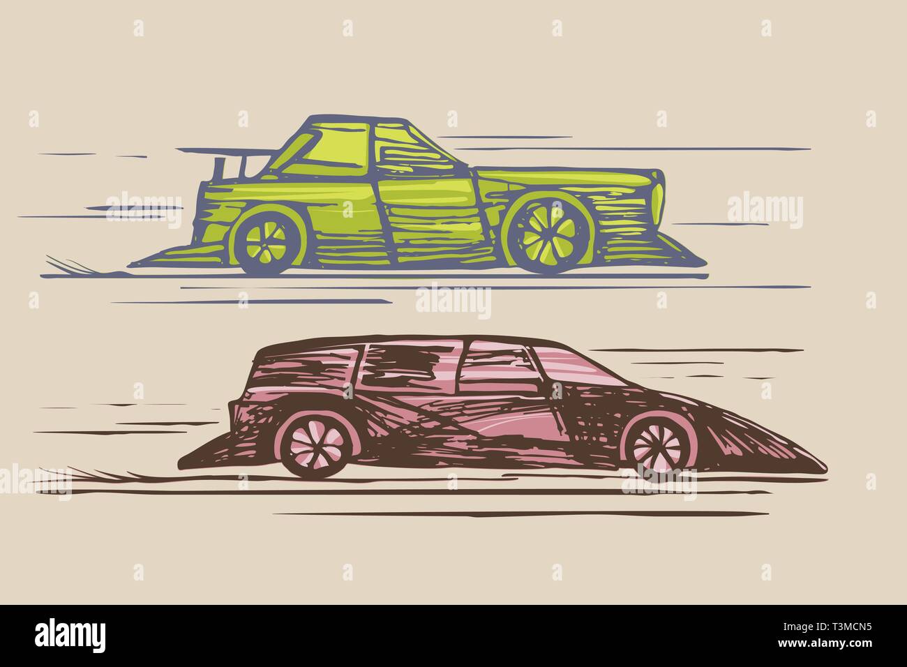 Childrens drawings cars race Stock Vector Image & Art Alamy