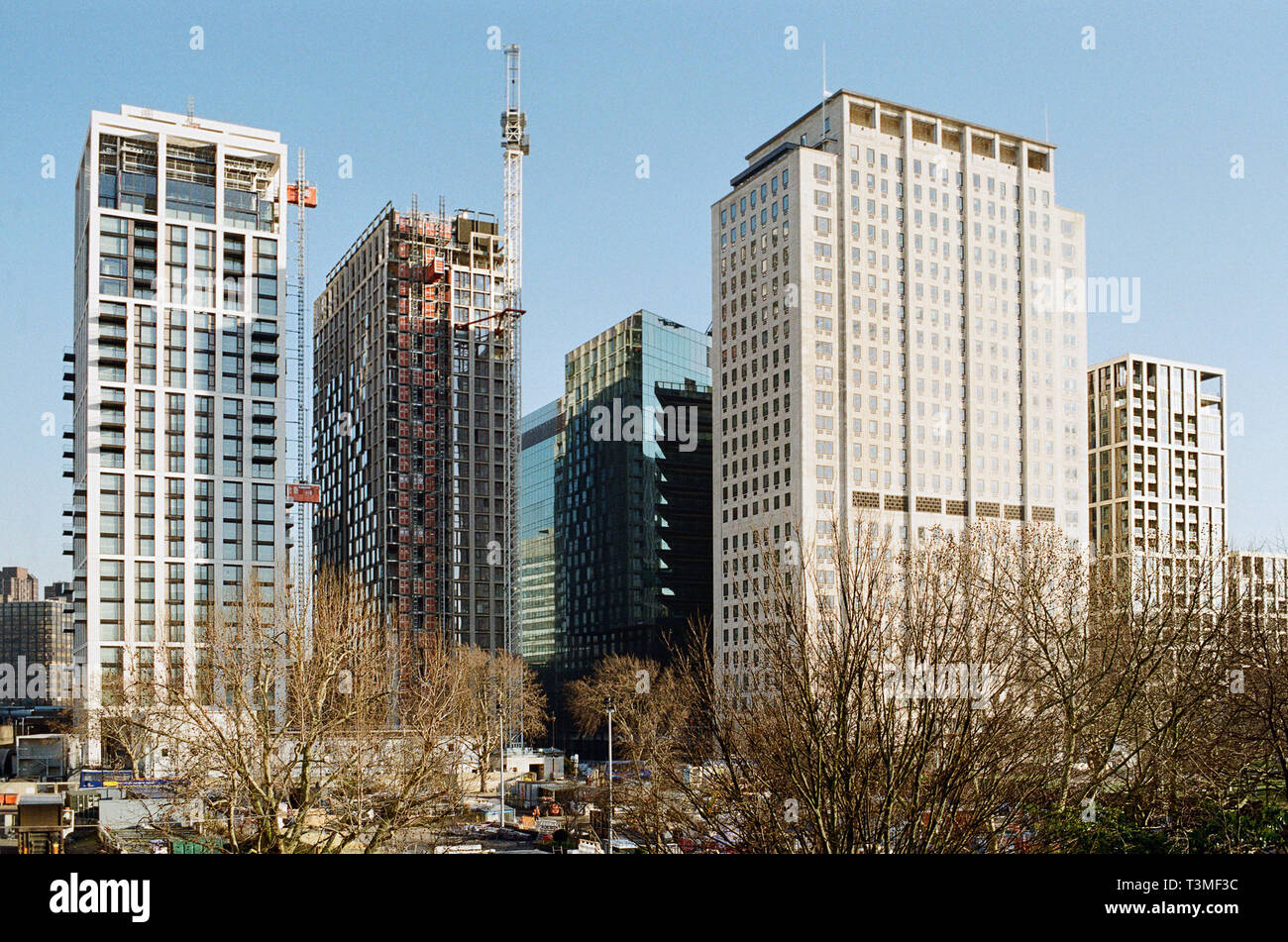 New tall buildings and the Shell Centre building on the South Bank, London UK, near the London Eye Stock Photo