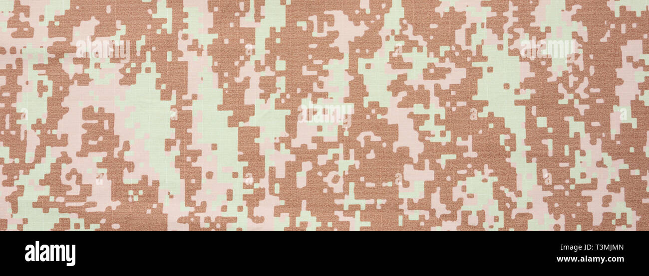 US army, camo desert texture. American military digital pattern uniform textile background, banner Stock Photo