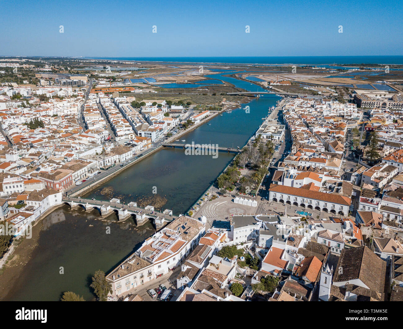 Aerial View Of Roman Bridge In Old Fishermen s Town Called Tavira 