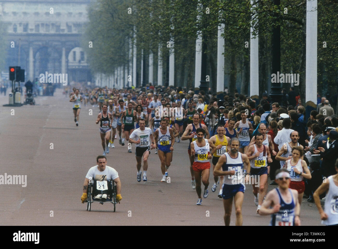 Athletes along the Mall at The ADT London Marathon, 1989 Stock Photo