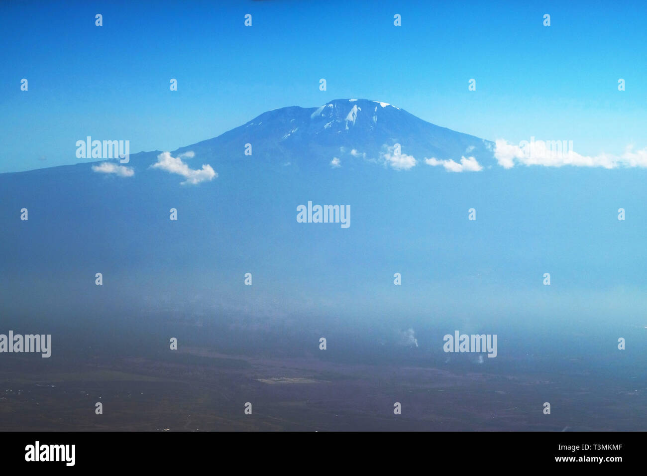 Mount Kilimanjaro seen from an airplane, Tanzania Stock Photo
