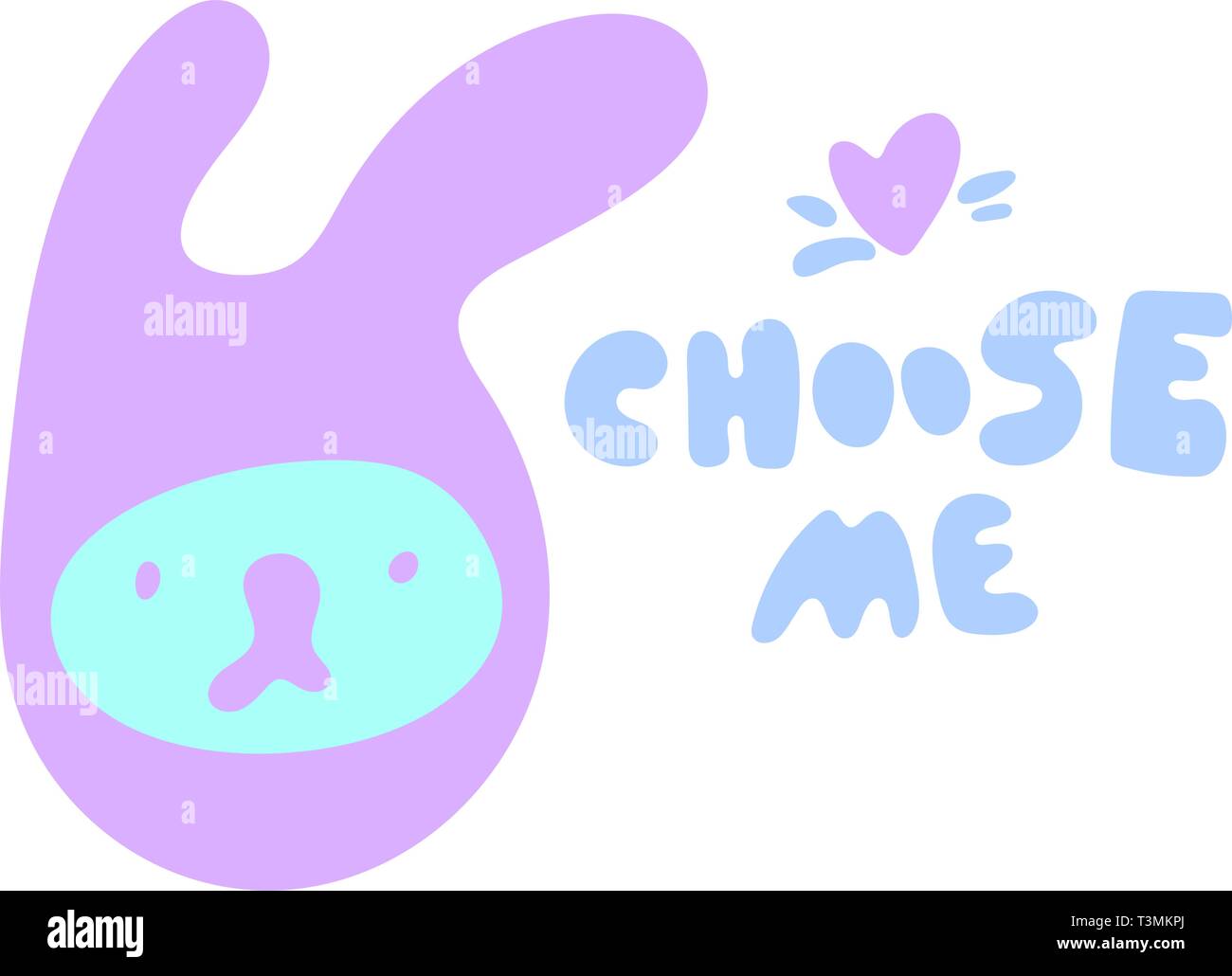 Hand drawn vector illustration of a kawaii funny character and phrase choose me. Isolated objects on white background. Doodle line drawing. Design Stock Vector