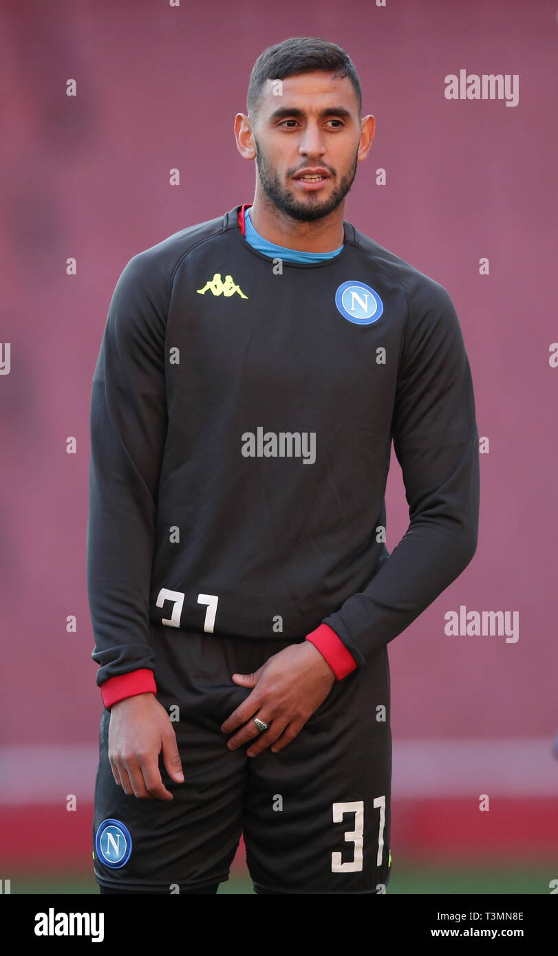 Napoli's Faouzi Ghoulam during the training session at Emirates Stadium, London. Stock Photo