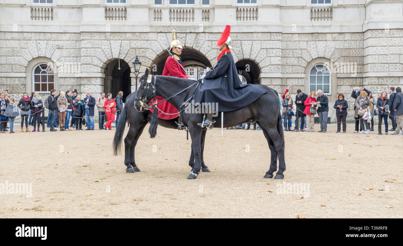 Famous daily changing the guard at Horse Guards Parade Stock Photo