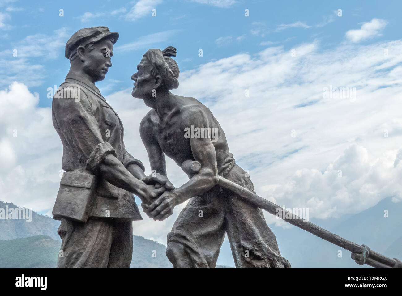 Chinese Red Army Monument at the First Bend of the Yangtze River at Shigu, Yulong County, Yunnan, China Stock Photo