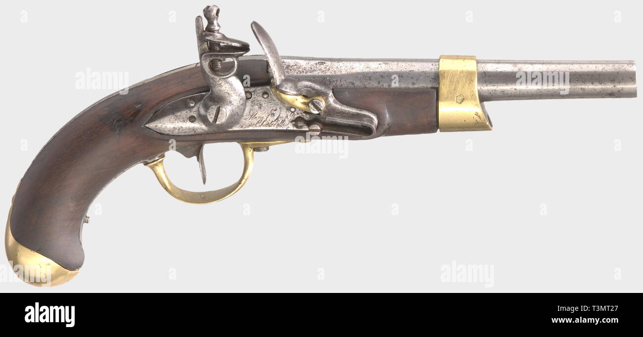 Small arms, pistols, flintlock pistol, M an 13, marke 'Chattellerault', calibre 18 mm, France, Additional-Rights-Clearance-Info-Not-Available Stock Photo