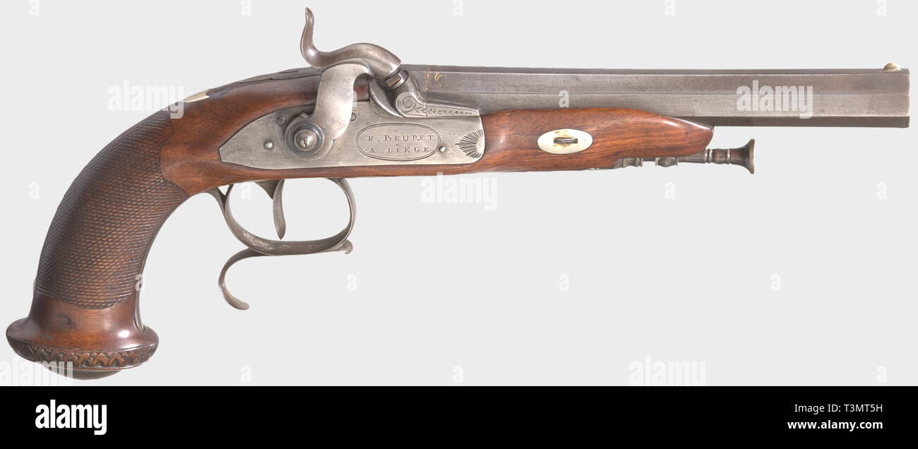 Small arms, pistols, caplock pistol, caliber 14 mm, Liege, Belgium, circa 1830, Additional-Rights-Clearance-Info-Not-Available Stock Photo