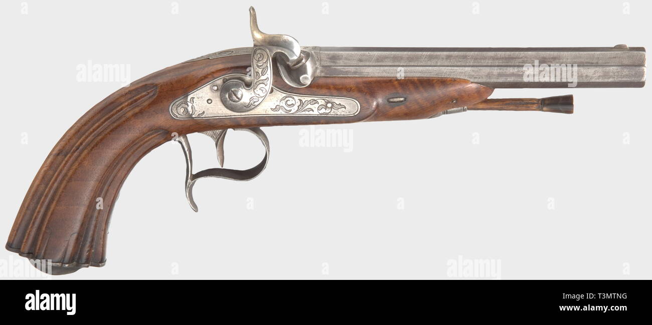 Small arms, pistols, caplock pistol, caliber 13 mm, Liege, Belgium, circa 1840, Additional-Rights-Clearance-Info-Not-Available Stock Photo