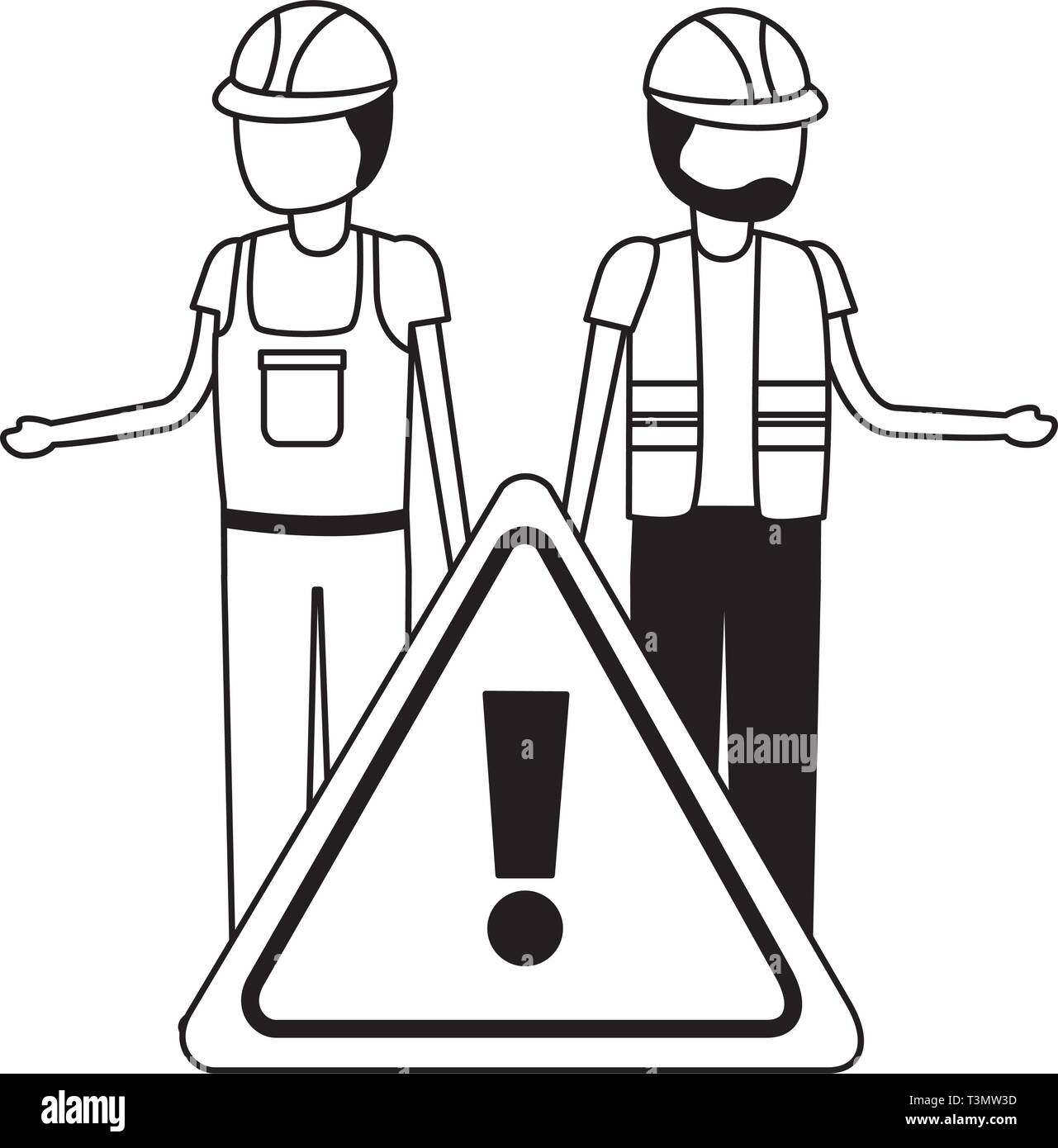workers contruction warning sign Stock Vector Image & Art - Alamy