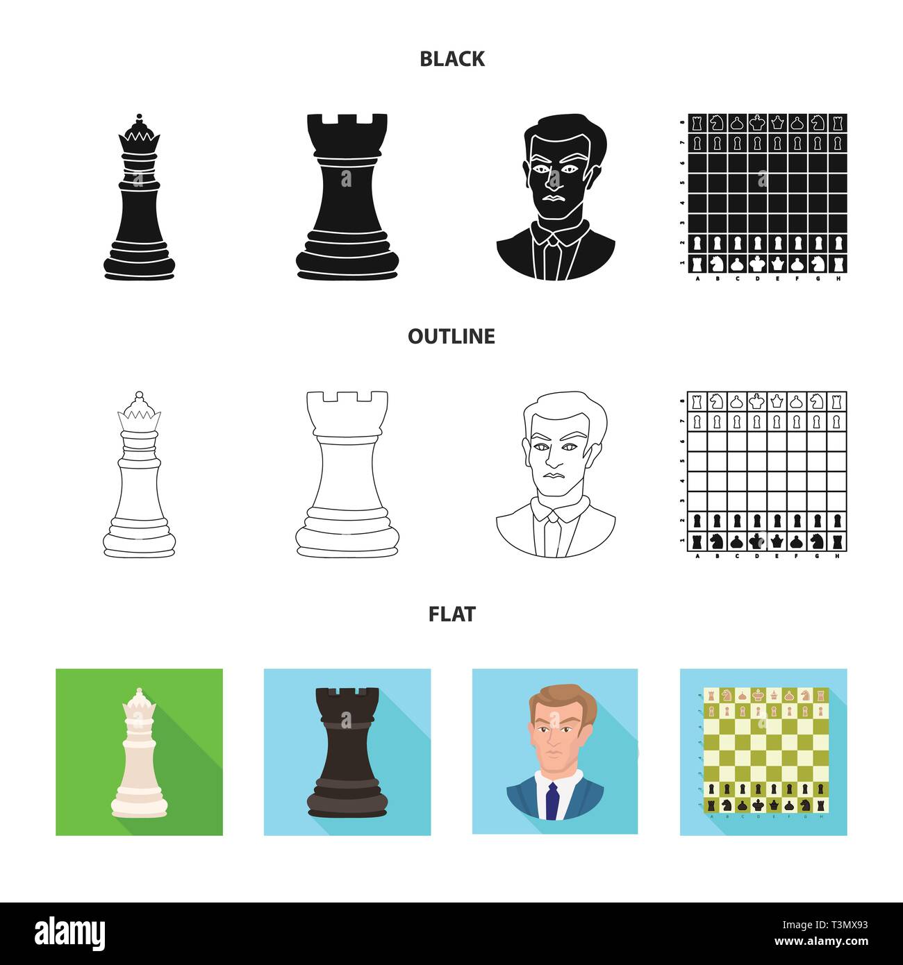 Isolated object of checkmate and thin sign. Collection of checkmate and ...