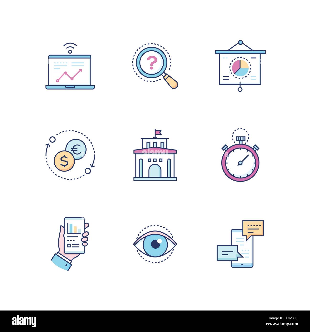 Business concepts - set of line design style icons Stock Vector Image ...