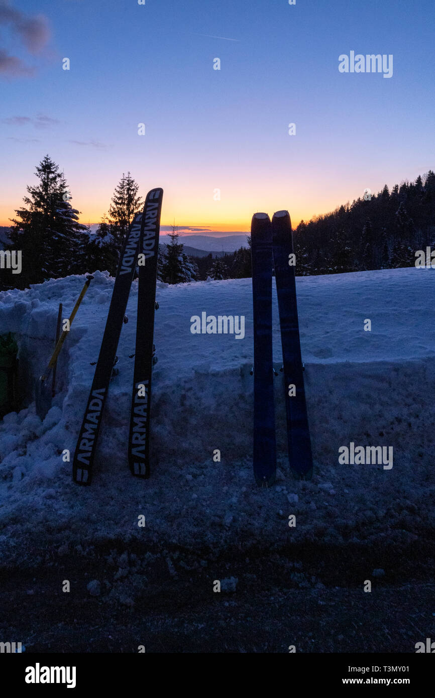 Winter landscape at sunset Stock Photo