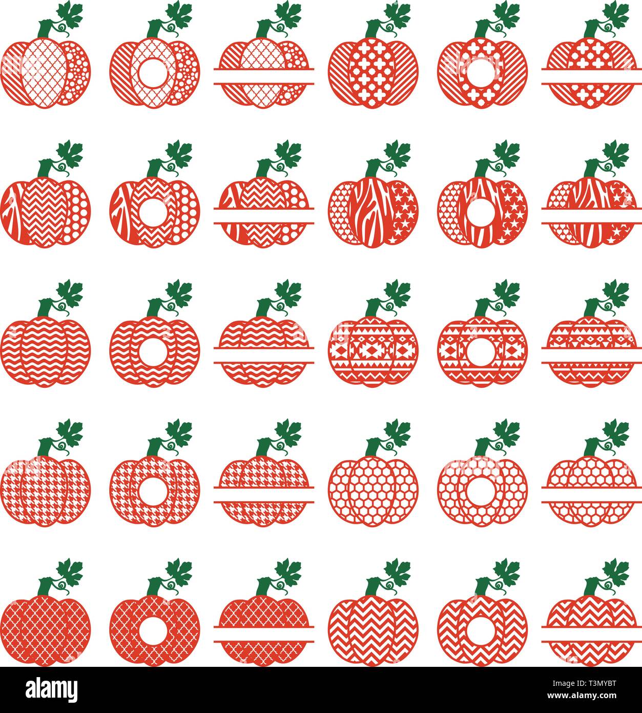 Halloween Pumpkin silhouettes with monogram Stock Vector
