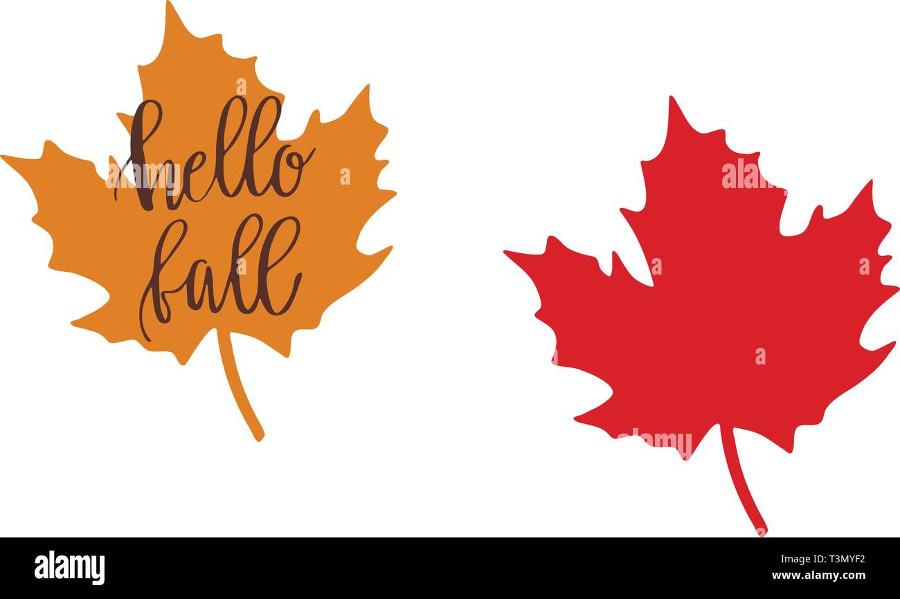 Hello Fall Clipart. Fall Leaves. Stock Vector