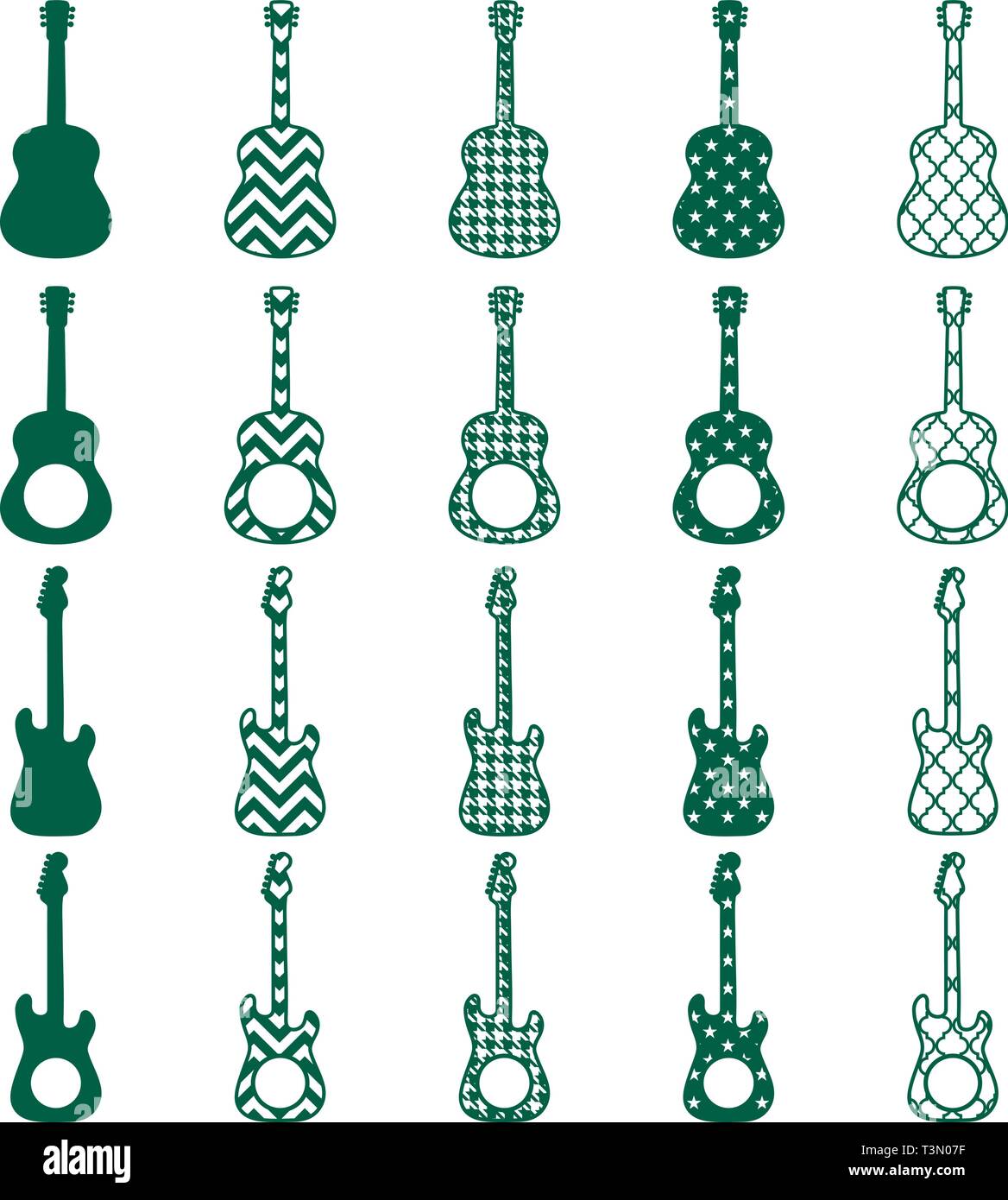 Guitar Silhouettes with Monogram Stock Vector
