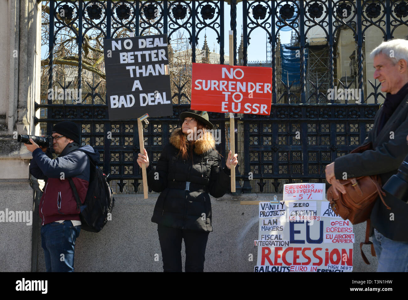 Anti EU activists in Westminster, London Stock Photo