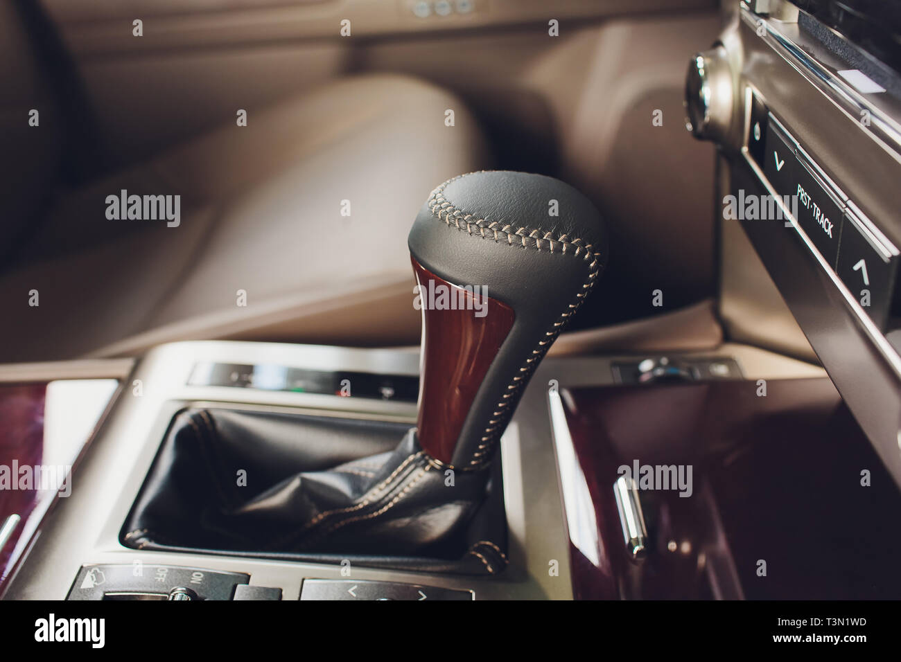 Detail Of Modern Car Interior Gear Stick Automatic