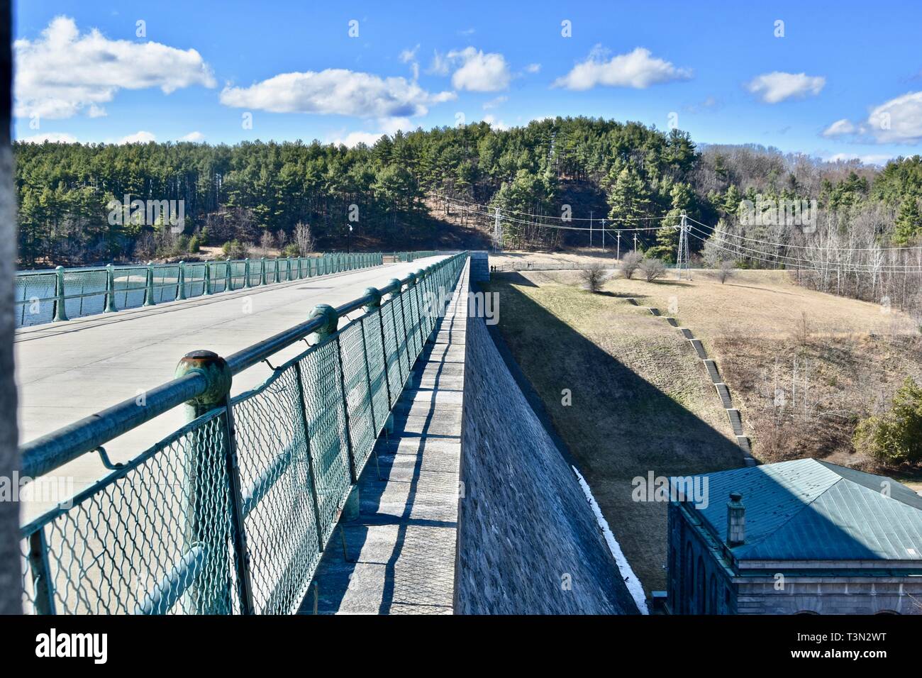 The dam to the Wachusett Reservoir in Clinton, Massachusetts Stock