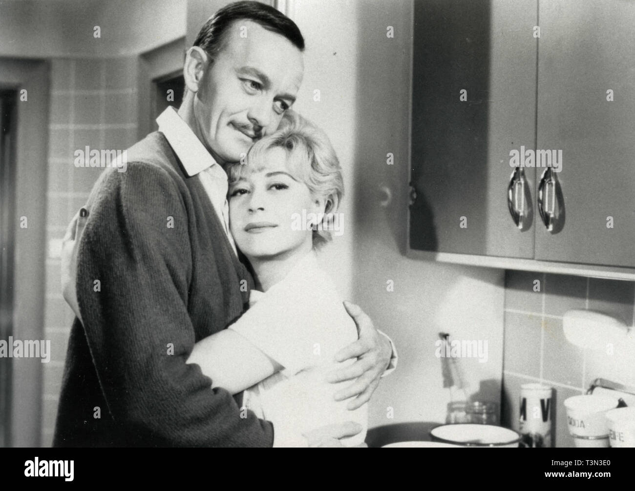 Actors Hannes Messemer and Giulietta Masina in the movie La Grande Vie, 1960s Stock Photo