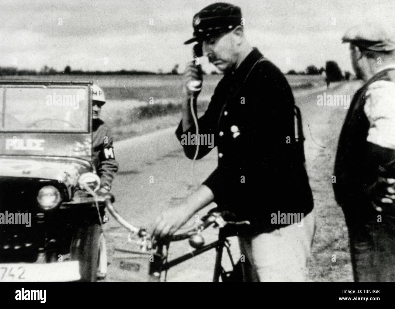 French actor Jacques Tati in the movie Jour de fete, 1949 Stock Photo