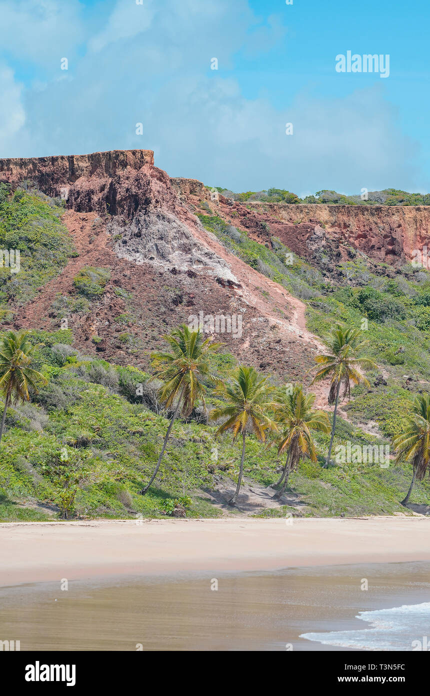 View of Mirante Dedo de Deus God's finger belvedere viewed from Praia de Coqueirinho beach