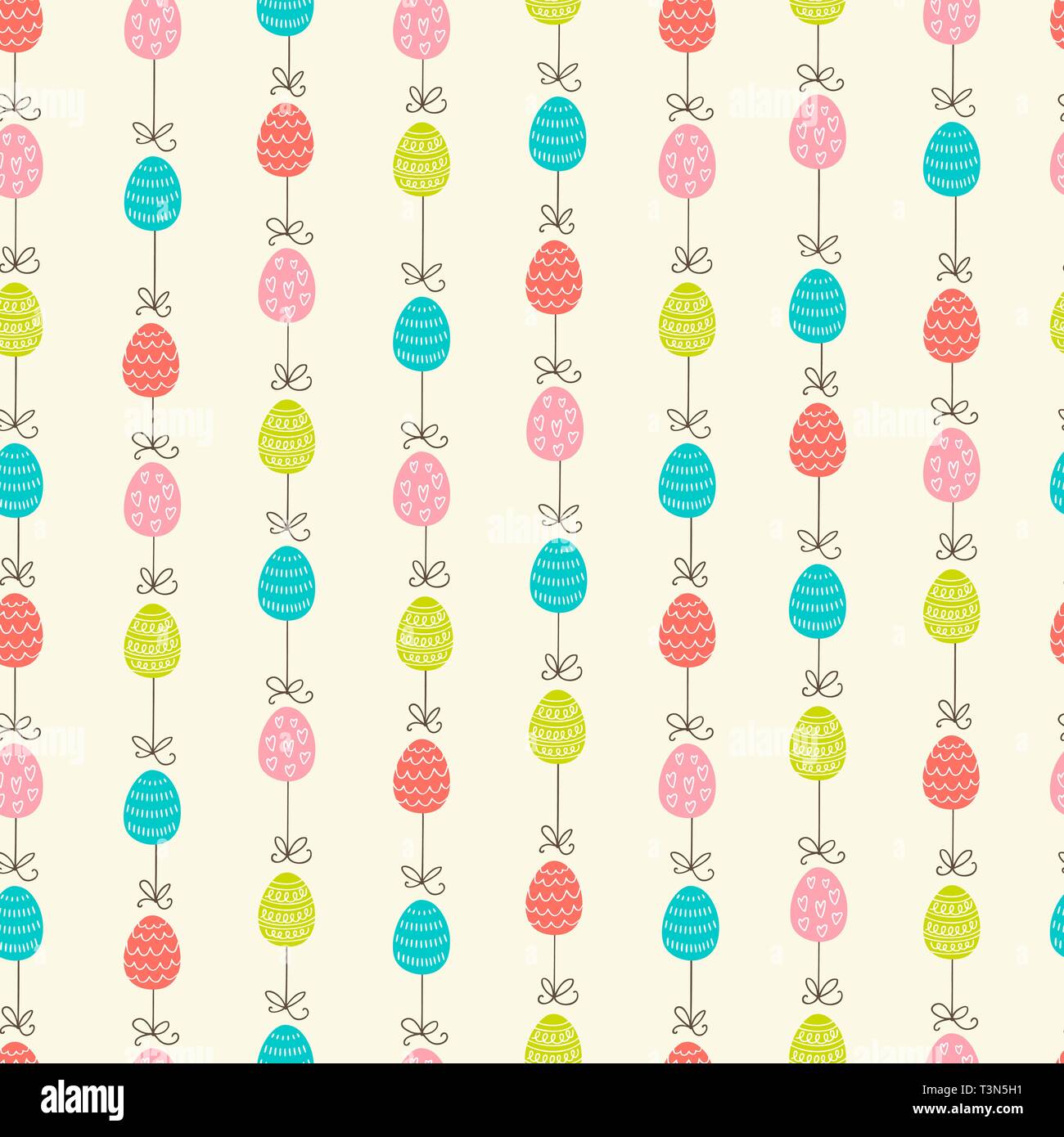 Hand drawn colorful Easter eggs. Vector seamless pattern. Perfect design elements for decorations greeting card, holidays pattern, wrapping paper Stock Vector