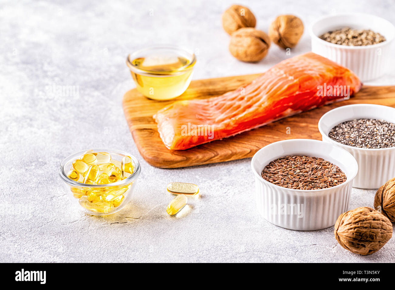 Sources of omega 3 salmon, flax seeds, hemp seeds, chia, walnuts