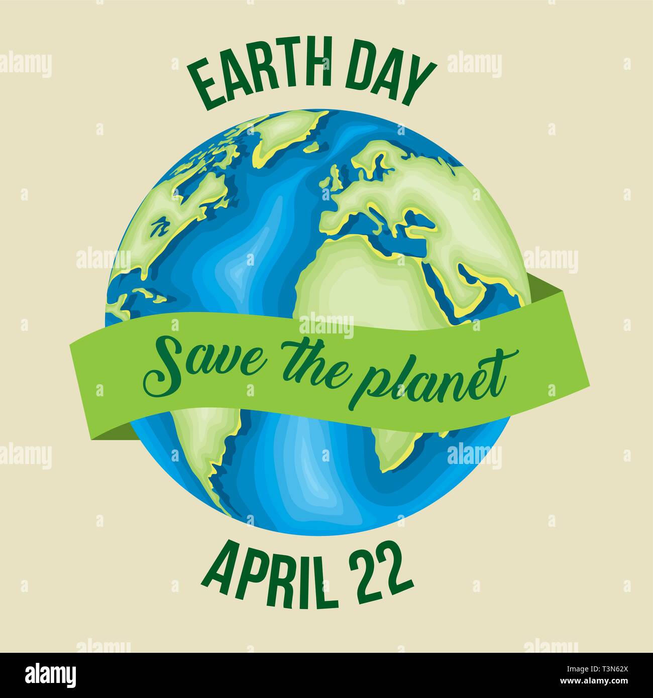 with ribbon to earth day celebration Stock Vector Image & Art