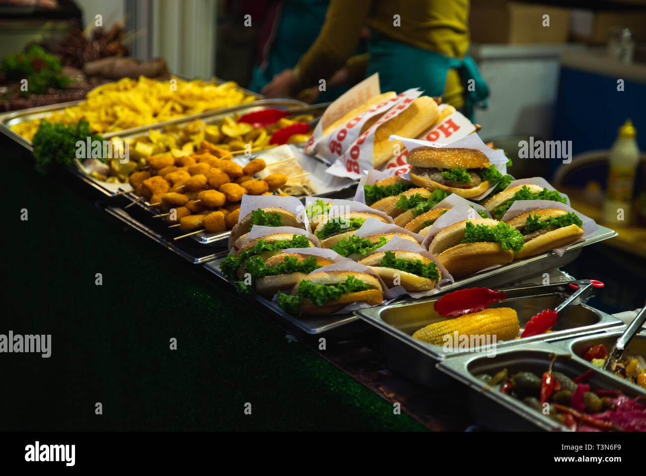 street food concept. people choosing fast food. lifestyle Stock Photo