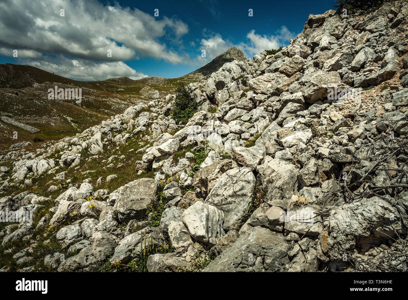 mountain scree in Gran Sasso e Monti della Laga National Park Stock Photo
