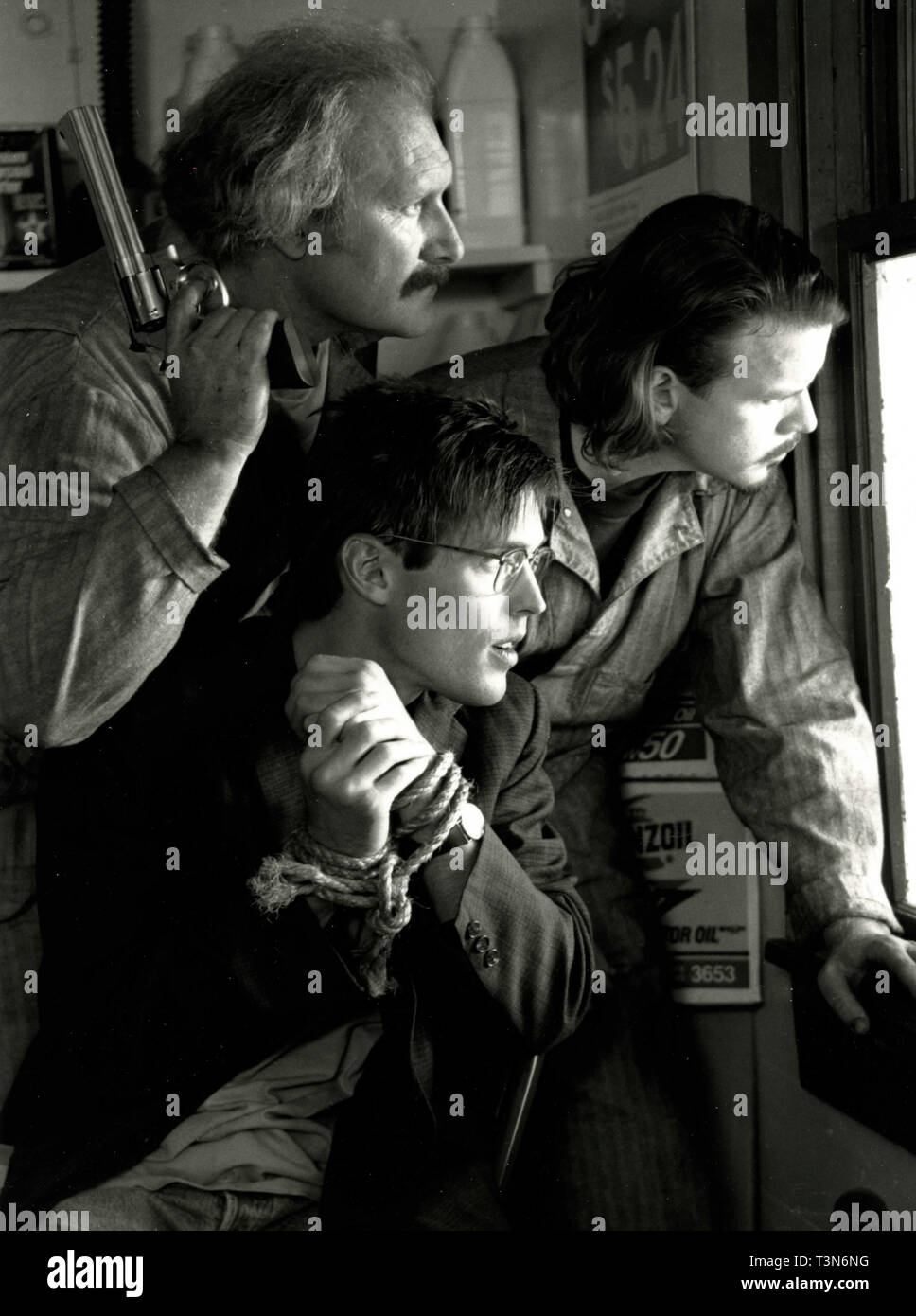 Chris Cooke, Bill Sage, and Mark Bailey in the movie Simple Men, 1992 Stock Photo