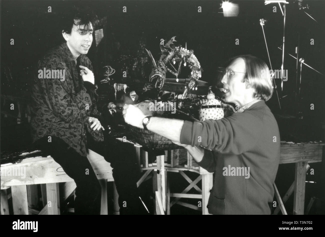 Tim Burton and director Henry Selick on the set of the animation movie The  Nightmare Before Christmas, 1993 Stock Photo - Alamy