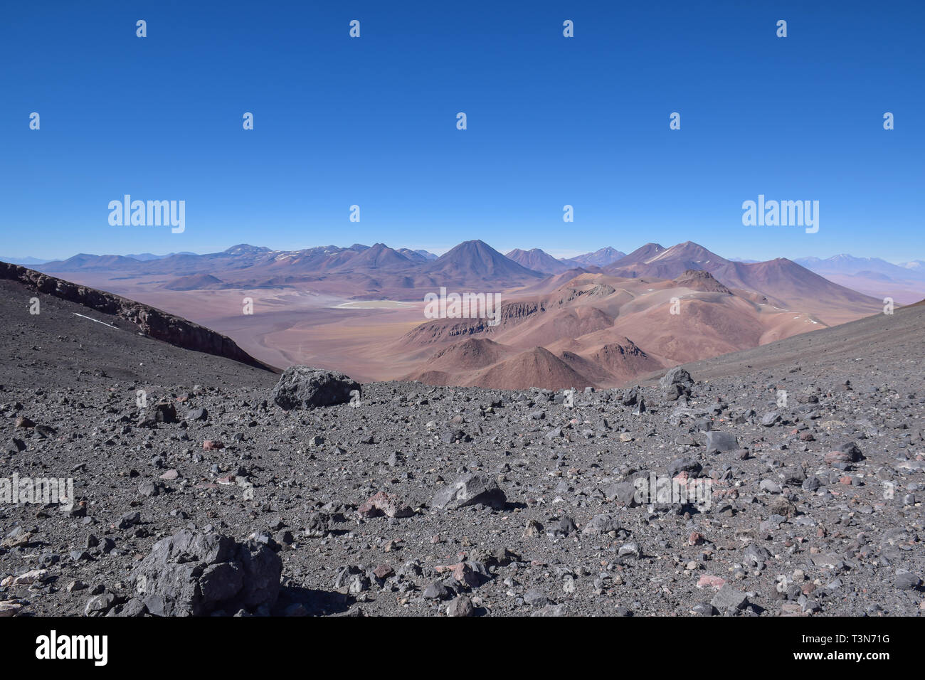 View from the top of Lascar Volcano, Chile Stock Photo
