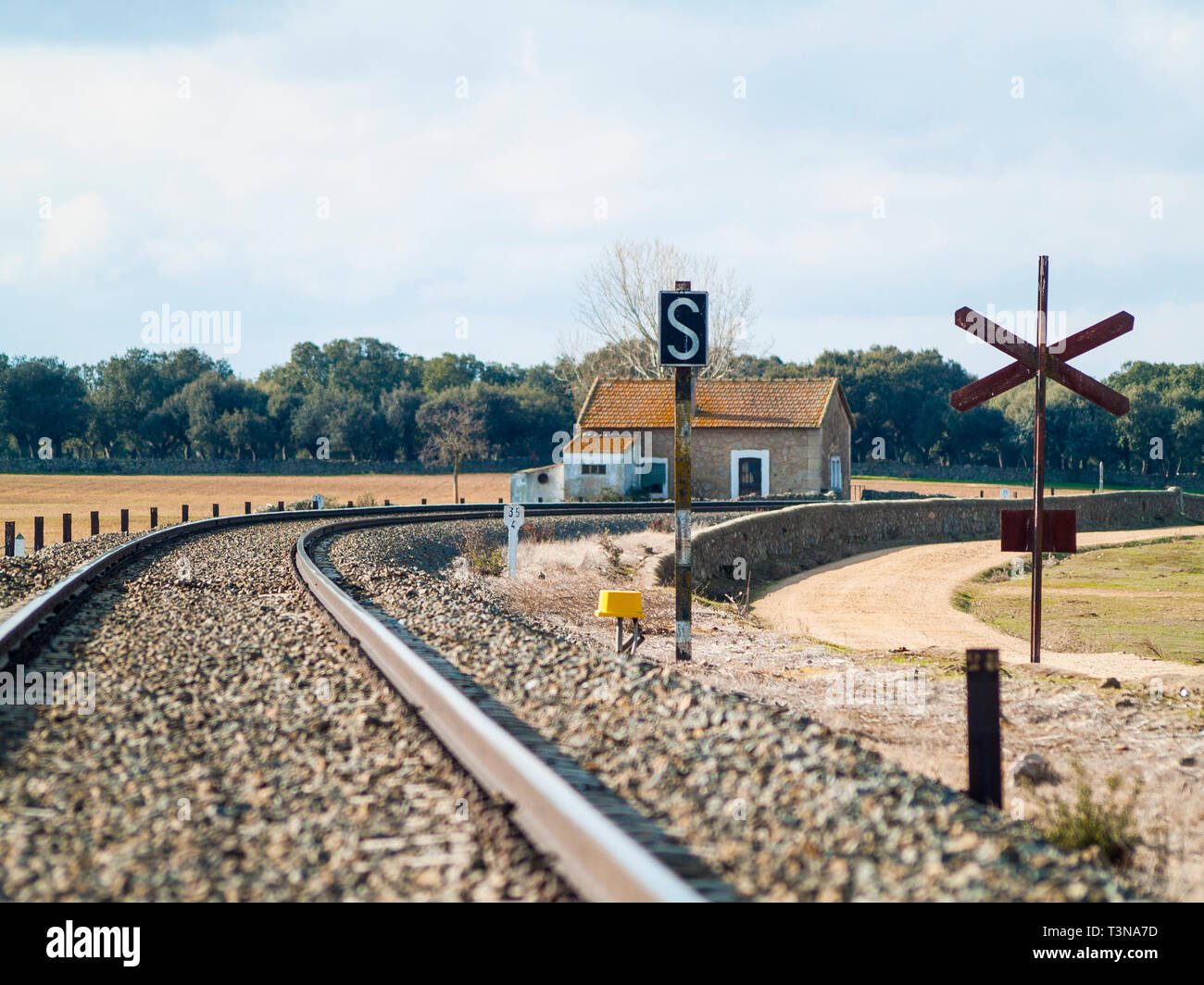 Small Rural Train Station Rural landscape of a railway track and a small railway station Stock ...