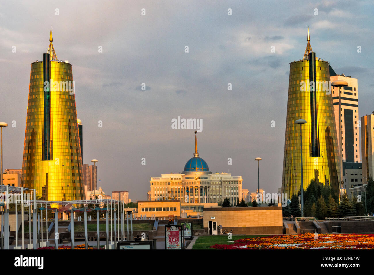 Golden Towers And Ak Orda Presidential Palace In The Middle Astana 