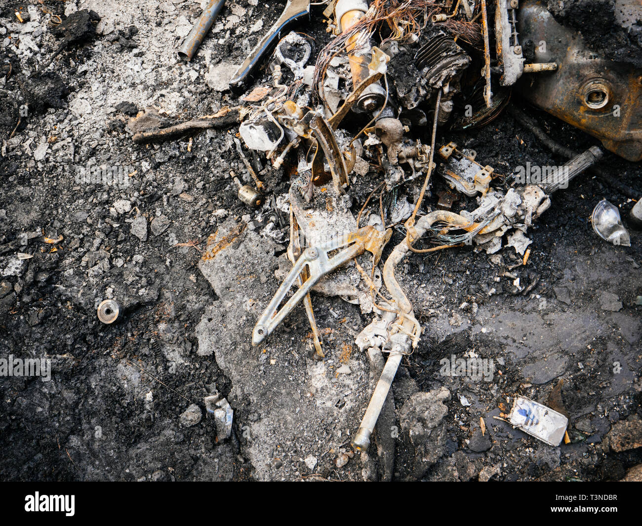 Paris, France - Mar 19, 2019: Detail of burned luxury sport