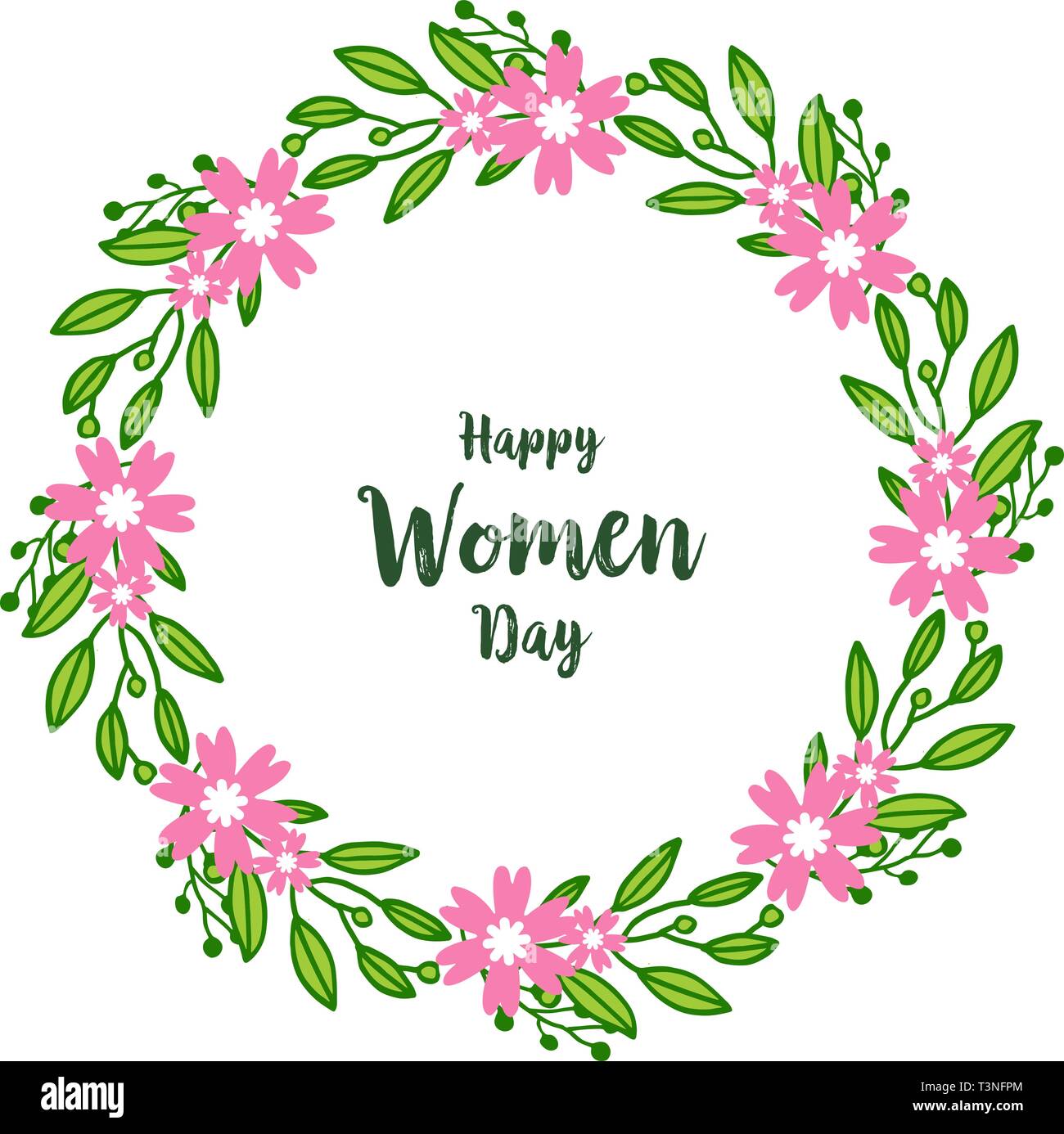 Vector illustration greeting card happy women day with elegant green ...