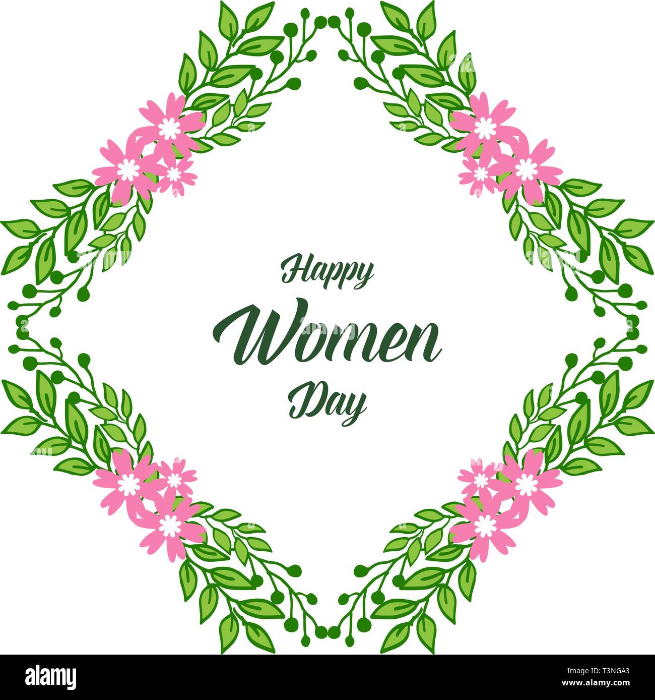 Vector illustration shape happy women day for art green leafy flower ...