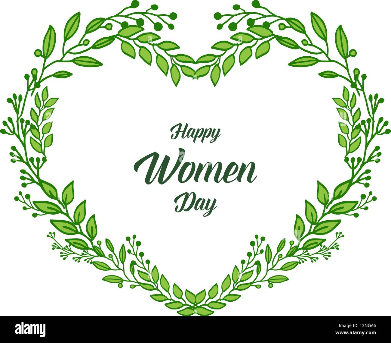 Vector illustration shape happy women day for art green leafy flower ...